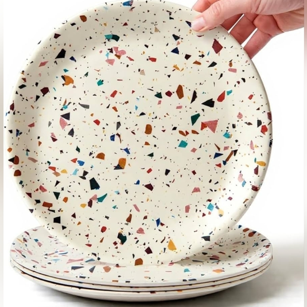 Bamboo Plates – 4-Pack Colorful, Non-Toxic Toddler Dinnerware, BPA-Free Confetti